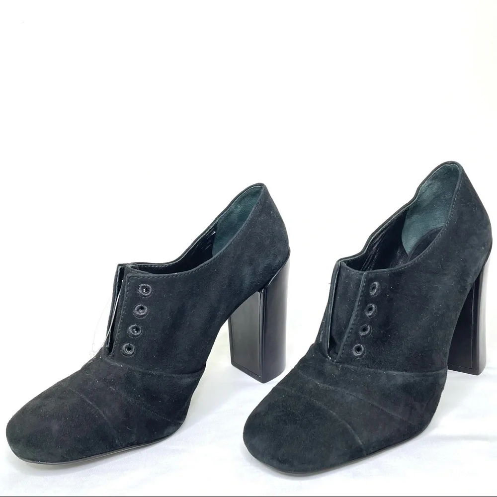 Tory Burch Charcoal Suede Block Heel Ankle Booties